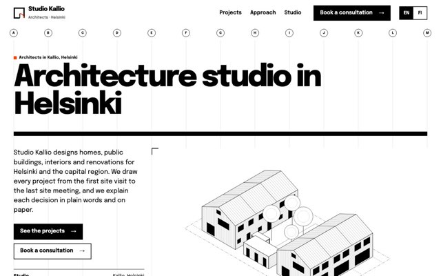 Home page of the Studio Kallio demo website